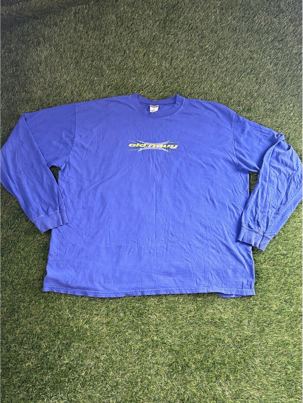 Vintage Old Navy 100% Cotton Long Sleeve Blue T-Shirt XL